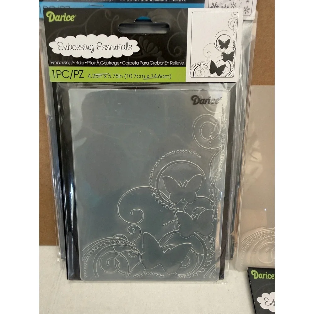 Darice Embossing Essentials Folders Lot Snowflakes Butterflies Birthday 12pc